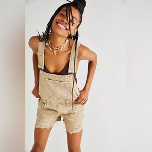 Free People Twin Flame distressed overalls XS